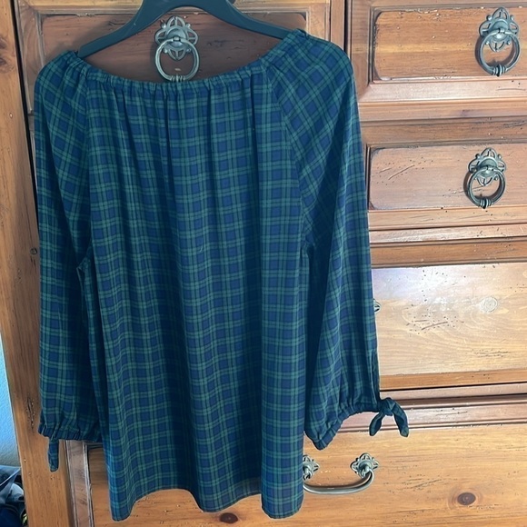 Talbots Women’s Blue And Green Plaid Blouse Size Large NWOT - Picture 4 of 8